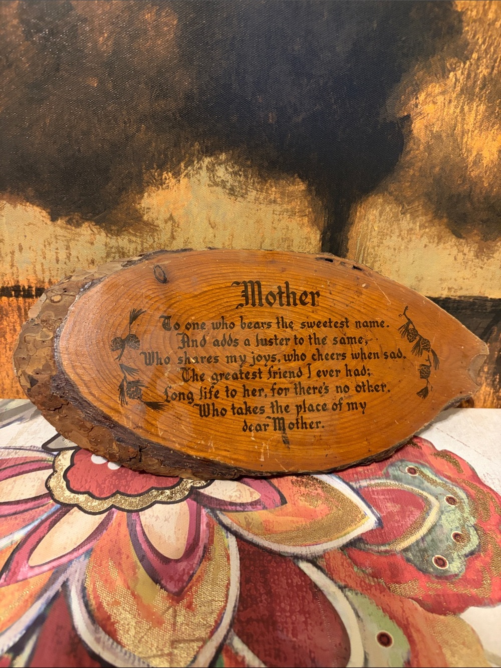 Rustic Wooden 'Mother' Wall Plaque - Brown